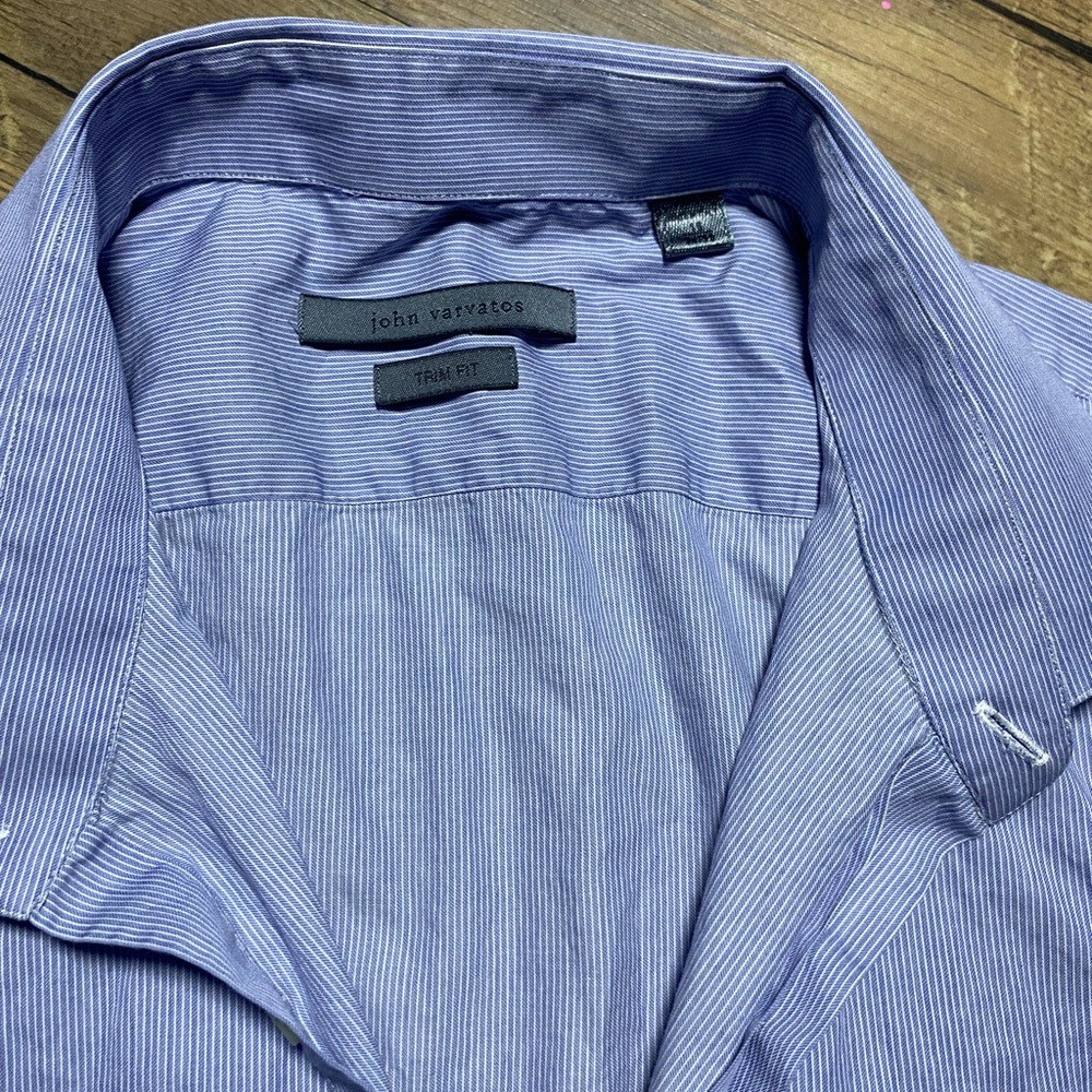 John Varvatos Trim Fit Blue White Dress Shirt